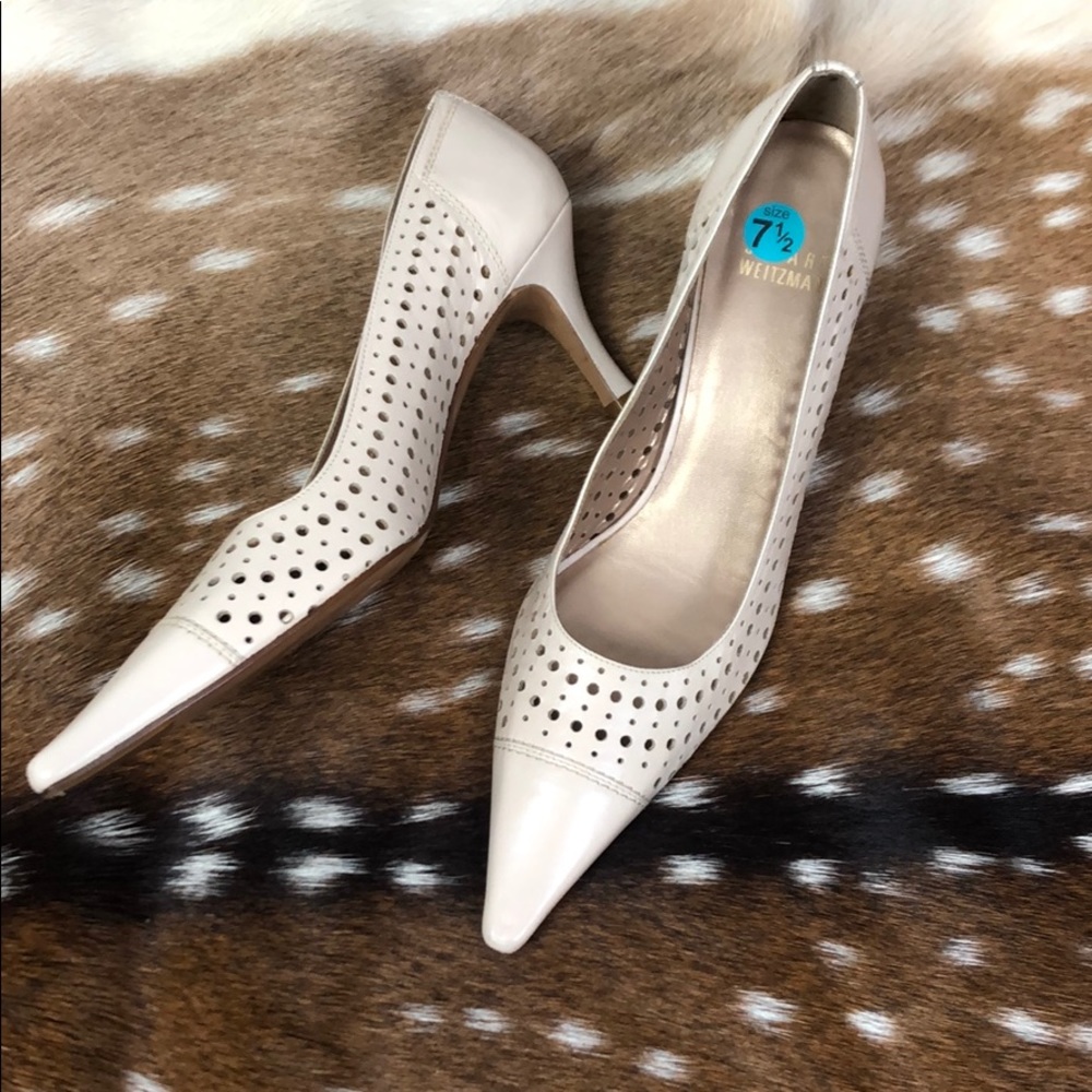 Stuart Weitzman Tan Pointed Heels Size 7.5 Ss - image 1